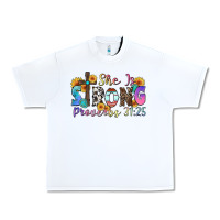 White she is strong proverbs 31 25 Urban Heavy Tee - Zillion Design Studio