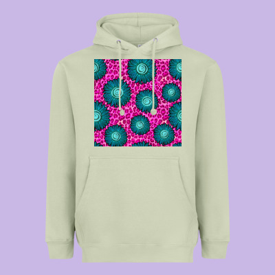 Floral Pink Leopard Seamless Pattern Heavyweight Hoodie Designed By Bundleandbundleshop