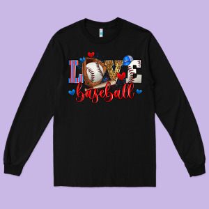 Love Baseball Long Sleeve Tee Designed By Zillion Design Studio