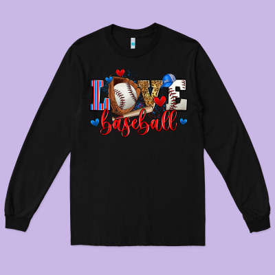 Love Baseball Long Sleeve Tee Designed By Zillion Design Studio