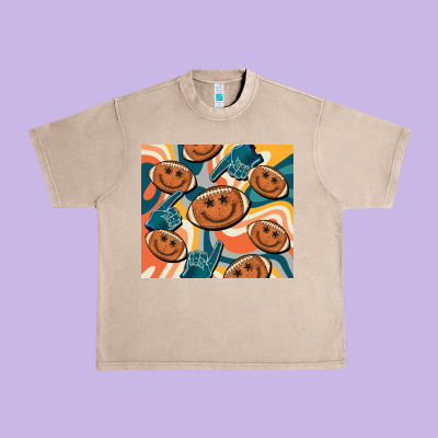 Football Smiley Face Urban Heavy Tee Designed By Barkaloodesign