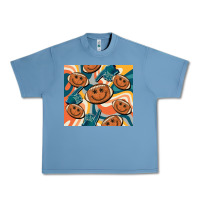 Pebble Blue football smiley face Urban Heavy Tee - BarkalooDesign