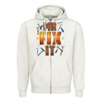 Oatmeal Heather mr fix it Zipper Hoodie - HRA Design Shop