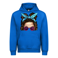 Cobalt Messy Bun Mom And Pink Leopard Sunglasses Urban Hoodie - BundleAndBundleShop