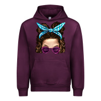Mauve Wine Messy Bun Mom And Pink Leopard Sunglasses Urban Hoodie - BundleAndBundleShop
