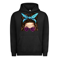 Pigment Black Messy Bun Mom And Pink Leopard Sunglasses Urban Hoodie - BundleAndBundleShop