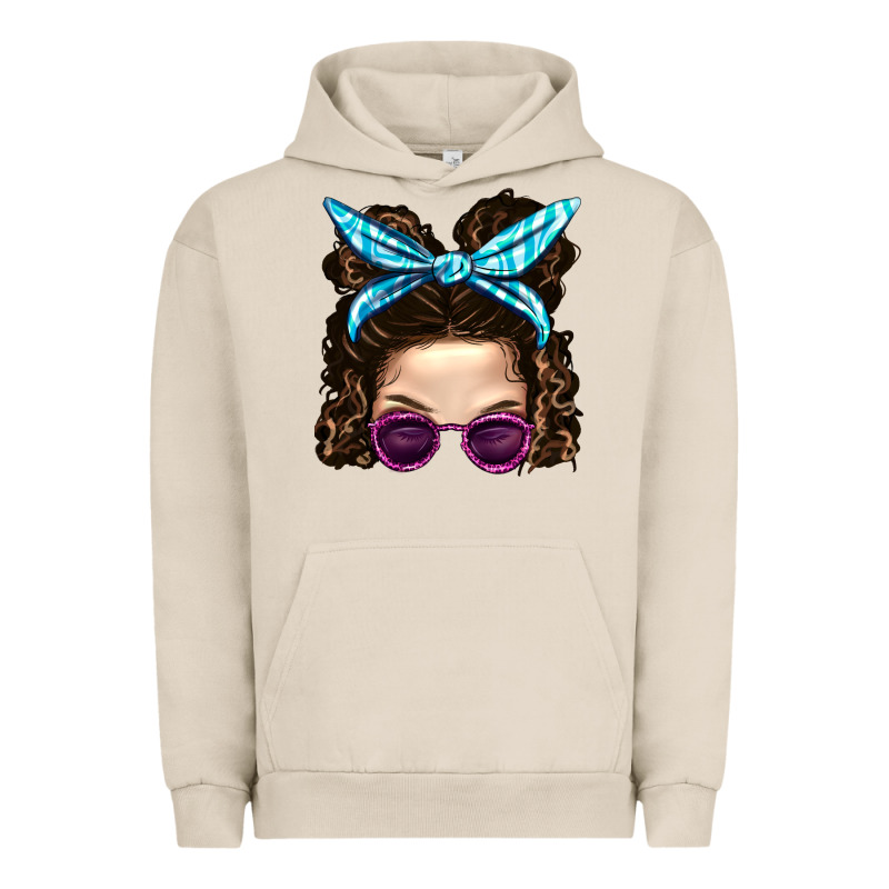 Messy Bun Mom And Pink Leopard Sunglasses Urban Hoodie by BundleAndBundleShop | Teevron