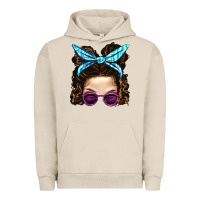Pigment French Oak Messy Bun Mom And Pink Leopard Sunglasses Urban Hoodie - BundleAndBundleShop