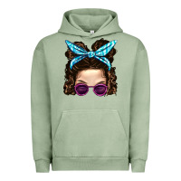 Pigment Oil Green Messy Bun Mom And Pink Leopard Sunglasses Urban Hoodie - BundleAndBundleShop
