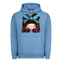 Pigment Pebble Blue Messy Bun Mom And Pink Leopard Sunglasses Urban Hoodie - BundleAndBundleShop