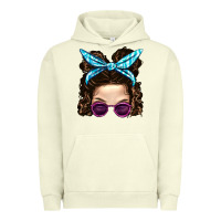 Pigment Pistachio Messy Bun Mom And Pink Leopard Sunglasses Urban Hoodie - BundleAndBundleShop