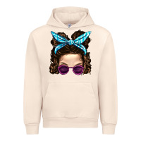 Sandshell Messy Bun Mom And Pink Leopard Sunglasses Urban Hoodie - BundleAndBundleShop