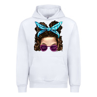 White Messy Bun Mom And Pink Leopard Sunglasses Urban Hoodie - BundleAndBundleShop