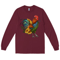 Rooster With Sunflowers Long Sleeve Tee | Teevron