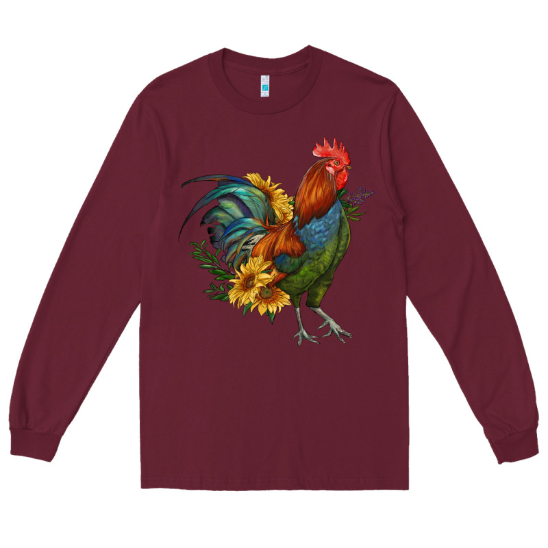 Rooster With Sunflowers Long Sleeve Tee by RanaPortraitStore | Teevron
