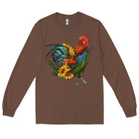 Chestnut rooster with sunflowers Long Sleeve Tee - RanaPortraitStore