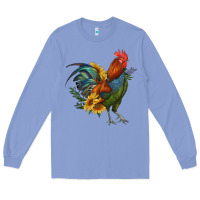 Colony Blue rooster with sunflowers Long Sleeve Tee - RanaPortraitStore