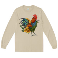 Mushroom rooster with sunflowers Long Sleeve Tee - RanaPortraitStore