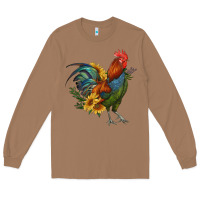 Toasted Coconut rooster with sunflowers Long Sleeve Tee - RanaPortraitStore