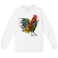 White rooster with sunflowers Long Sleeve Tee - RanaPortraitStore
