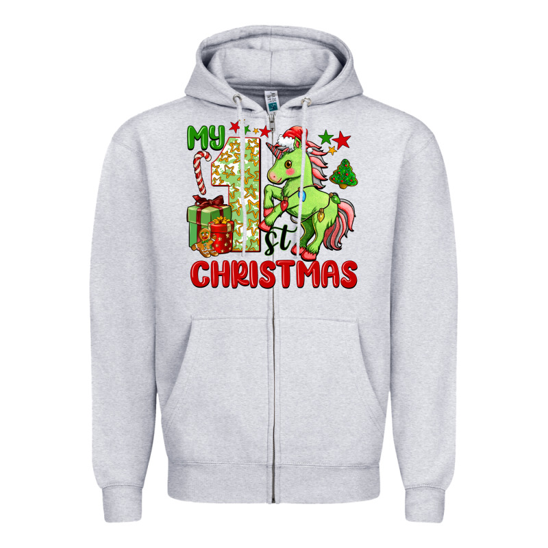 My First Christmas Unicorn Zipper Hoodie by FaDigitalArtStudio | Teevron