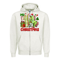 Oatmeal Heather my first christmas unicorn Zipper Hoodie - FaDigitalArtStudio