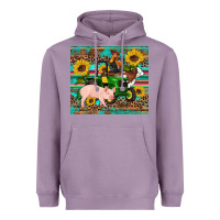 Lavender western farm tractor pig rooster cow sunflowers Heavyweight Hoodie - Artiststas