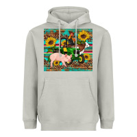 Moon Dust western farm tractor pig rooster cow sunflowers Heavyweight Hoodie - Artiststas