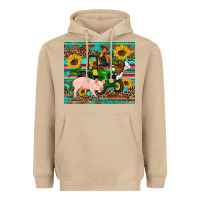 Mushroom western farm tractor pig rooster cow sunflowers Heavyweight Hoodie - Artiststas