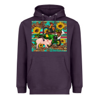 Plum western farm tractor pig rooster cow sunflowers Heavyweight Hoodie - Artiststas