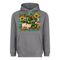Storm western farm tractor pig rooster cow sunflowers Heavyweight Hoodie - Artiststas