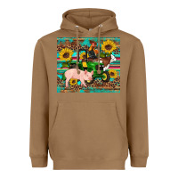 Toasted Coconut western farm tractor pig rooster cow sunflowers Heavyweight Hoodie - Artiststas