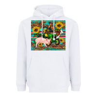 White western farm tractor pig rooster cow sunflowers Heavyweight Hoodie - Artiststas
