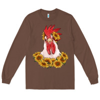 Chestnut rooster head with sunflowers Long Sleeve Tee - RanaPortraitStore