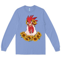 Colony Blue rooster head with sunflowers Long Sleeve Tee - RanaPortraitStore