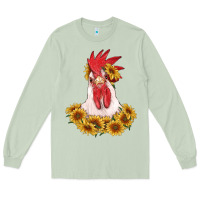Matcha rooster head with sunflowers Long Sleeve Tee - RanaPortraitStore