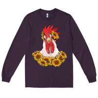 Plum rooster head with sunflowers Long Sleeve Tee - RanaPortraitStore