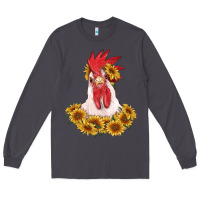Smoke rooster head with sunflowers Long Sleeve Tee - RanaPortraitStore