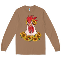 Toasted Coconut rooster head with sunflowers Long Sleeve Tee - RanaPortraitStore