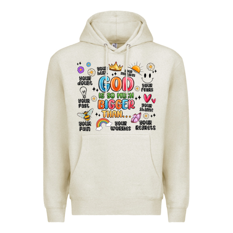 God Is So Much Bigger Than... Premium Hoodie by MaliasSmallBusiness | Teevron
