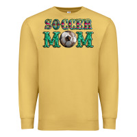 Antique Gold soccer mom with leopard ball and serape leopard Premium Sweatshirt - Artiststas