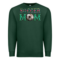 Sports Green soccer mom with leopard ball and serape leopard Premium Sweatshirt - Artiststas