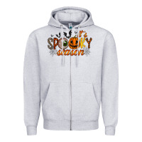 Heather Grey spooky season Zipper Hoodie - RacoonDesign