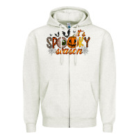 Oatmeal Heather spooky season Zipper Hoodie - RacoonDesign