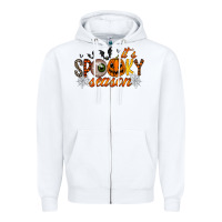 White spooky season Zipper Hoodie - RacoonDesign