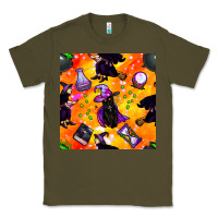 Army Green halloween cat and witch seamless pattern Classic Tee - BundleAndBundleShop