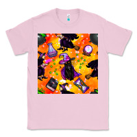 Bubblegum Pink halloween cat and witch seamless pattern Classic Tee - BundleAndBundleShop