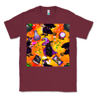 Burgundy halloween cat and witch seamless pattern Classic Tee - BundleAndBundleShop