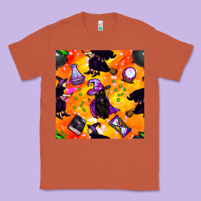 Halloween Cat And Witch Seamless Pattern Classic Tee Designed By Bundleandbundleshop