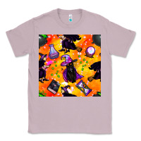 Lilac halloween cat and witch seamless pattern Classic Tee - BundleAndBundleShop